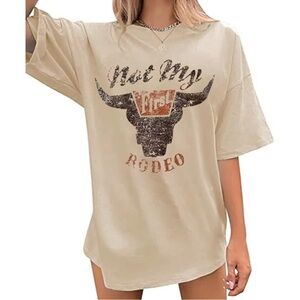 Vintage Western NOT MY FIRST RODEO T-Shirt Tan Cream Sz XL